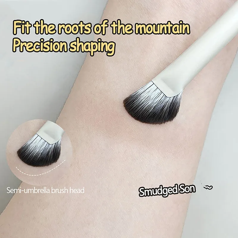 1Pc Halb Fan-förmigen Nase Schatten Pinsel Highlighter Erröten Make-Up Pinsel Fit Nase Augen Kontur Frauen Gesichts Schönheit werkzeuge. ~ — image 3