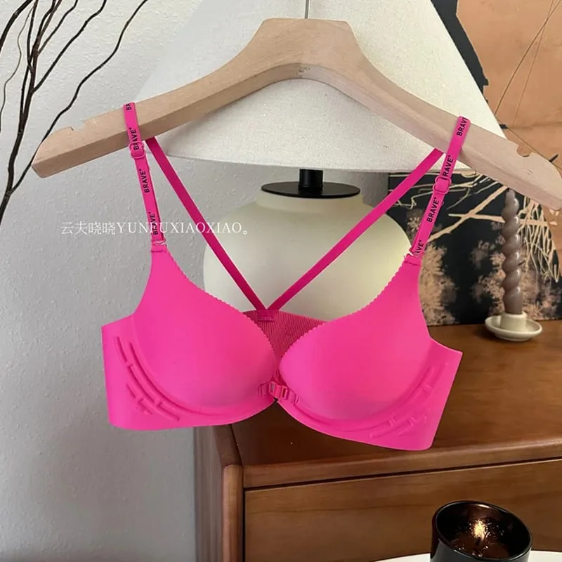 Set di lingerie senza schienale con chiusura frontale con set di reggiseno confortevole e senza fili, anti-cedimento, edificante, con busto piccolo. — image 8