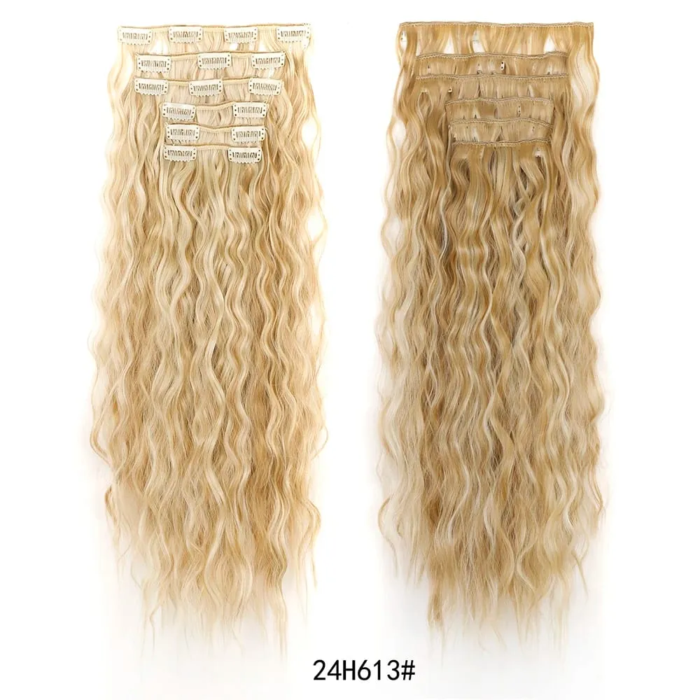 Corn Hair Extensions 6Pcs 20 Inch Clip In Hair Extensions Curly Clip Ins Hair Extension Invisible Natural Hairpieces For Women — image 13
