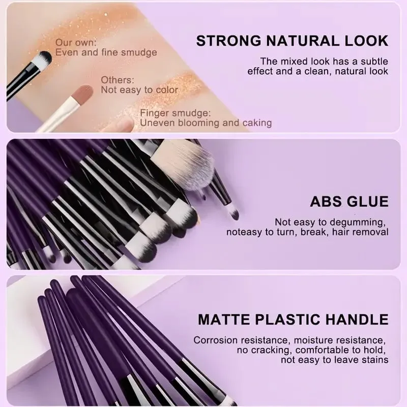 20Pcs Eye Makeup Brushes Set Detail Eyeshadow Brush Makeup Brush White Ultra Soft Eyeshadow Eyeliner Blending Makeup Tool — image 2