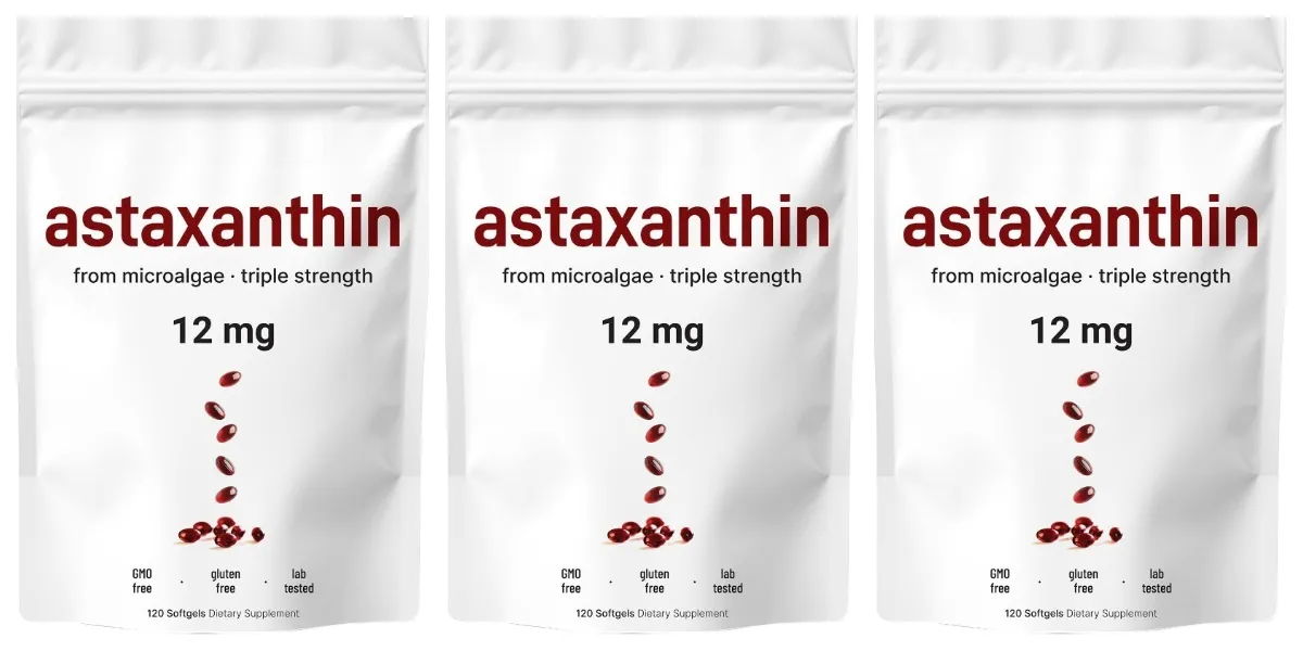 Astaksantyna 12 mg ze świeżym źródłem mikroalg Codzienne wsparcie żywieniowe Suplement przeciwutleniający 120 kapsułek żelowych — image 8