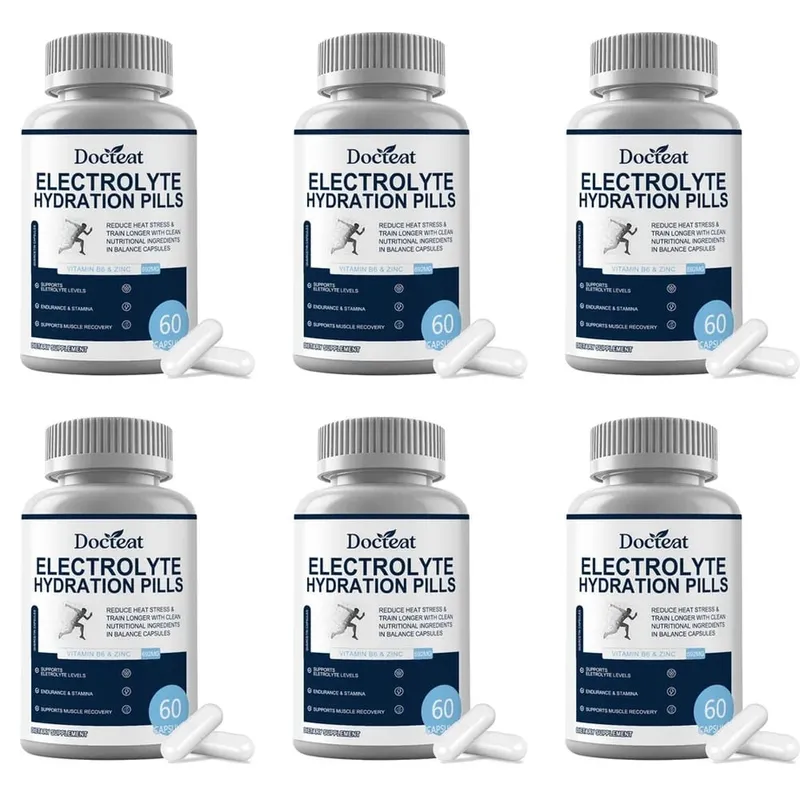 Kapsul Hidrasi Elektrolit dengan Vitamin B6 & Seng untuk Daya Tahan Hidrasi & Dukungan Pemulihan Otot 60 Kapsul