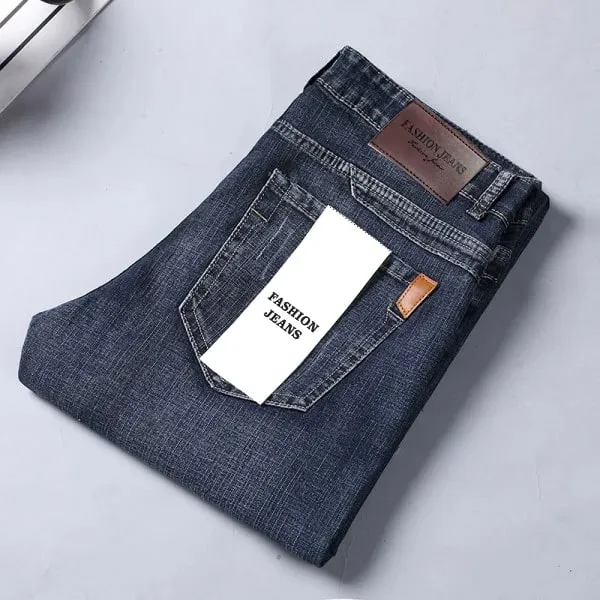 2026 Pantaloni in denim elasticizzato slim fit blu regolari dritti Primavera Autunno Jeans classici da uomo alla moda da uomo
