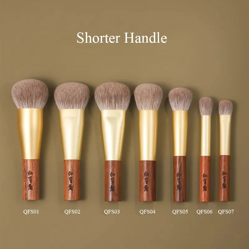 Weasel – pinceau de maquillage professionnel en poils de chèvre, pour fond de teint liquide, Blush, fabriqué à la main, manche court en bois de rose, 1 pièce — image 6