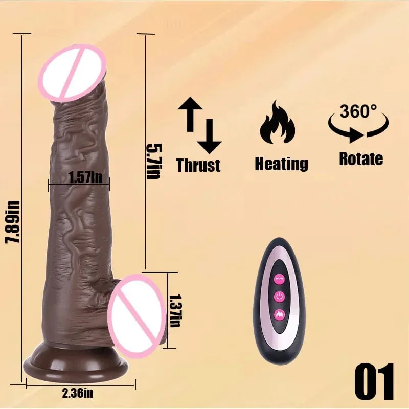 Đâm Đen Thực Tế Dương Vật Dương Vật Giả Nam Dick Kính Thiên Văn Xoay Làm Nóng Điểm G Âm Vật Hậu Môn Kích Thích Máy Rung Đồ Chơi Tình Dục — image 9
