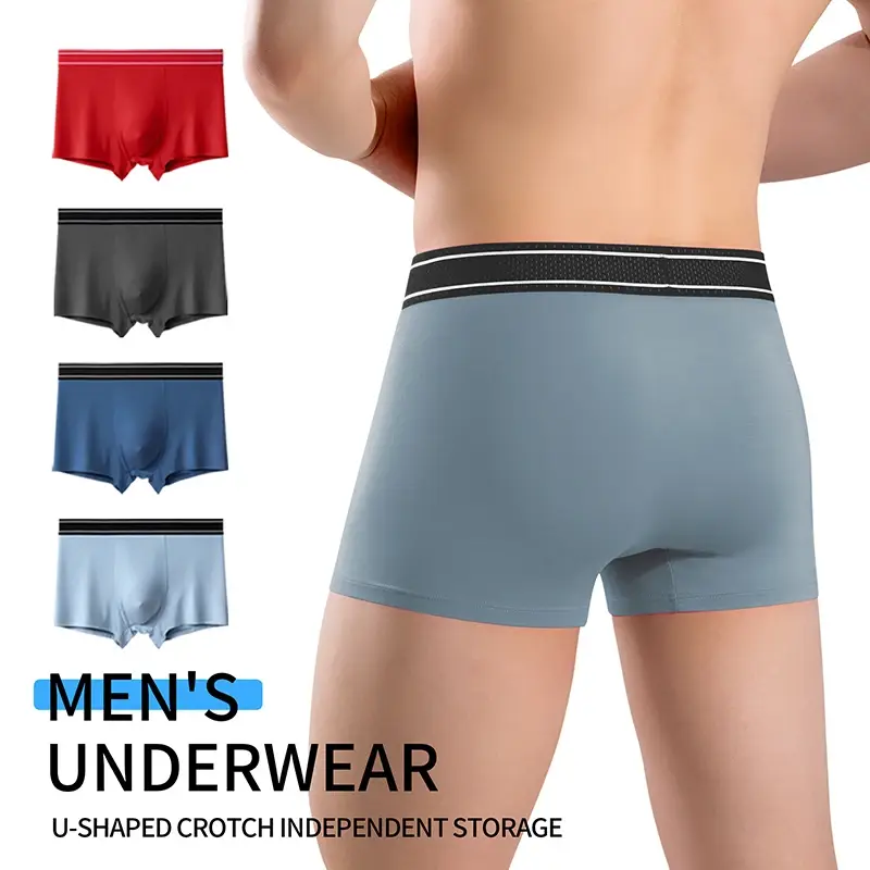 Boxer Modal pour hommes, sans couture, avec pochette à balles, culotte douce, grande taille, respirant, sous-vêtement confortable — image 8