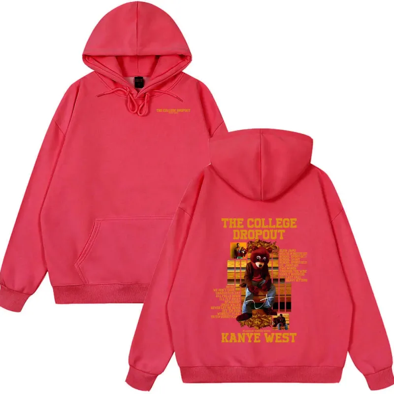 Rapper Kanye West The College Dropout Bear Graphic Hoodies Summer New Style Clothing Hip Hop Oversized Streetwears Spring Wears — image 9
