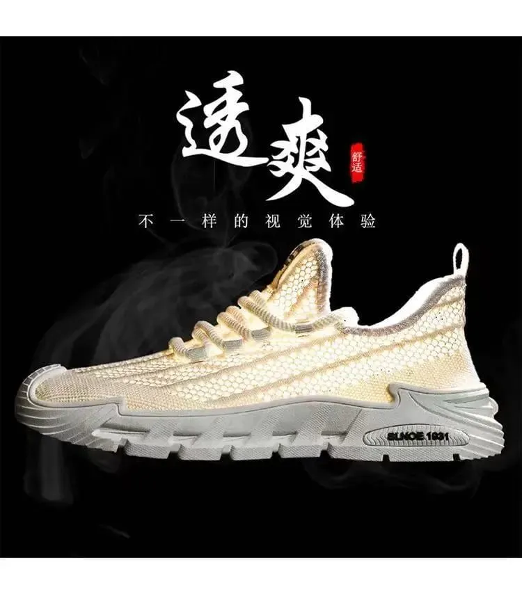 ผู้ชายฤดูร้อนBreathable Anti-Slipรองเท้าวิ่งตาข่ายด้านล่างนุ่มอัพเกรดทำงานสบายๆกีฬารองเท้าอินเทรนด์Hollow Out Design — image 5