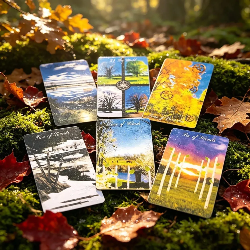 เดินสมาธิ Tarot Deck 78 การ์ดป่าธรรมชาติไพ่ทาโรต์ Divination Meditation Spiritual Guidance ของขวัญสำหรับคนรักไพ่ทาโรต์