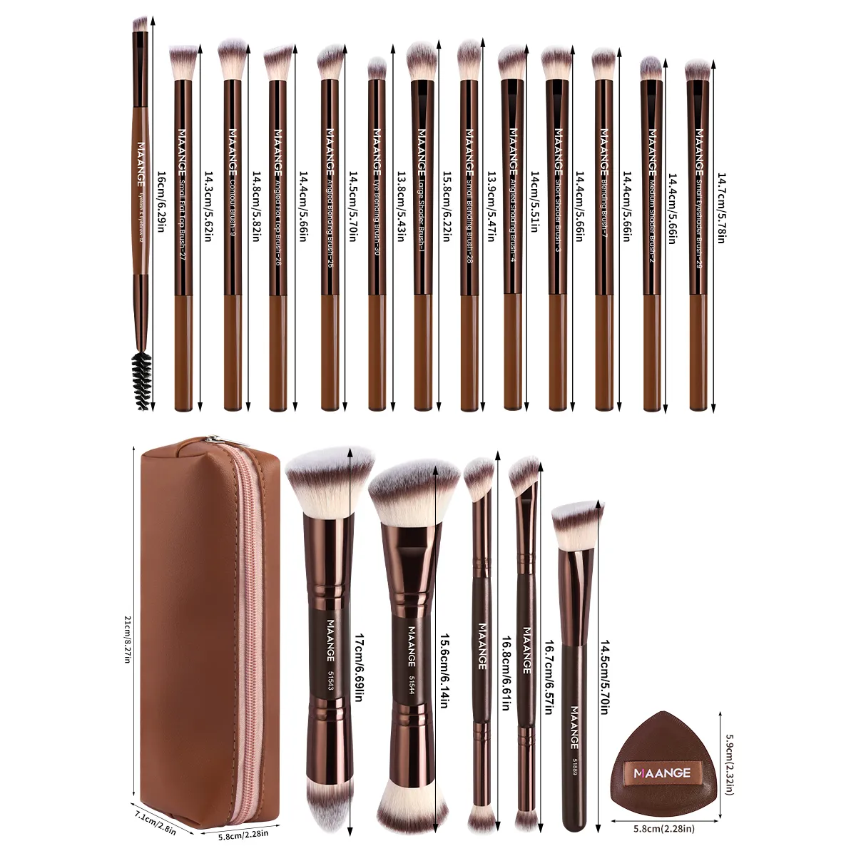 Ensemble de pinceaux de maquillage multifonctionnels, outils de maquillage, pour fond de teint, correcteur, fard à paupières, pour débutants, 21 pièces — image 2