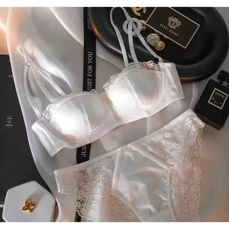 เซ็กซี่ภาษาฝรั่งเศสคำครึ่งถ้วยที่มองไม่เห็น Bra ชุด Underwire Minimizer Push Up ชุดชั้นในชุด S-XL Comfort Breathable Anti Sag สไตล์ — image 1