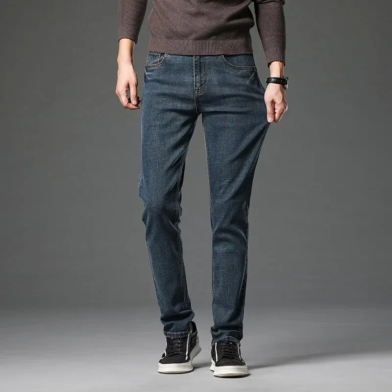 2024 Cotton Stretch Jeans Men Classic Retro Straight Slim Straight Trouser Male Korea Brand Clothing Denim Pants Plus Size 40 — image 4