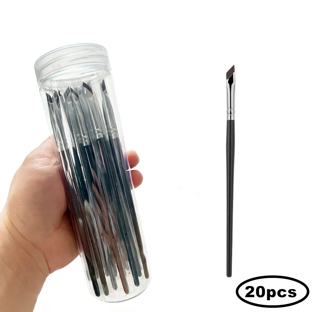 20pcs 울트라 얇은 파인 앵글 플랫 아이 라이너 브러시 업그레이드 블레이드 상자가있는 자세한 아이 라이너 용 정밀 눈썹 라이너 메이크업 도구 — image 3