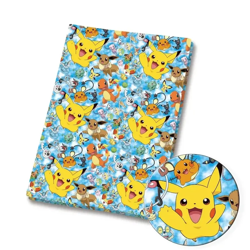 Pokemon Cartoon Stoff140*50cm Handgemachte Nähen Patchwork Quilten Baby Kleid Hause Blatt Gedruckt Stoff Stoff Nähen Kinder