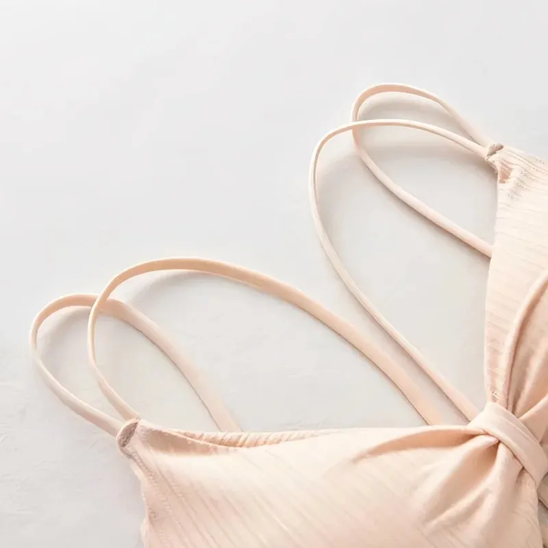 Canotta con retro a U Canotta da donna Crop Top Intimo senza fili Reggiseno con doppie spalline senza schienale Lingerie sexy Canotta imbottita in tinta unita — image 7