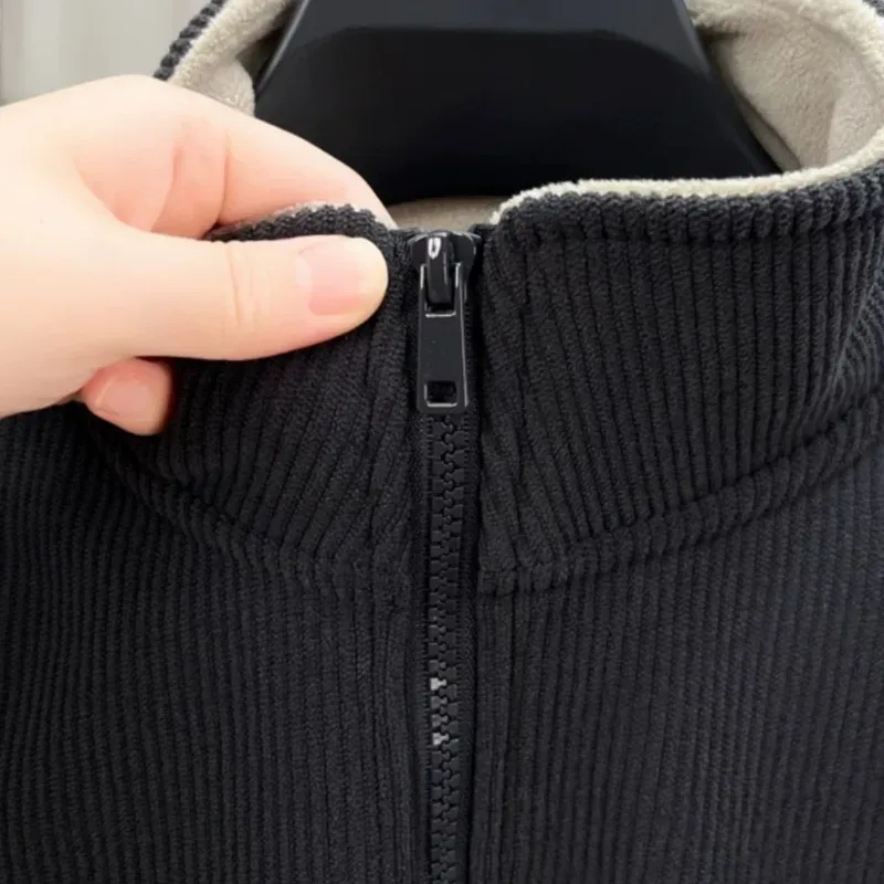 Autumn Men's Sweatwear Warm Pullover Solid Half Zipper Casual Long Sleeve Hoodie Thicken Half Turtleneck Sweatshirts Winter Tops — image 13