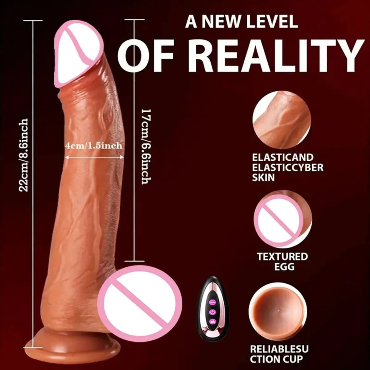 Dildo 8.66-in-1 Thrust & โหมดการสั่นสะเทือนซิลิโคนเพศของเล่นระยะไกลความร้อนและการหมุน G-Spot Stimulator สำหรับช่องคลอด Anal ใช้ Party Favor ผลิตภัณฑ์สำหรับผู้ใหญ่ 8.66 นิ้ว — image 4