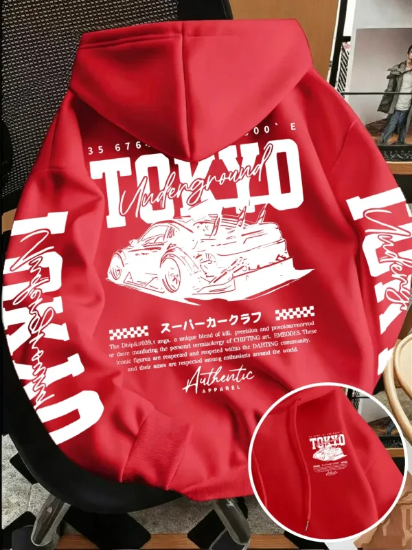 Sweat-shirt à capuche pour hommes, nouvelle collection automne hiver, course souterraine de Tokyo, dessin de ligne imprimé, haut tendance de rue japonaise — image 8