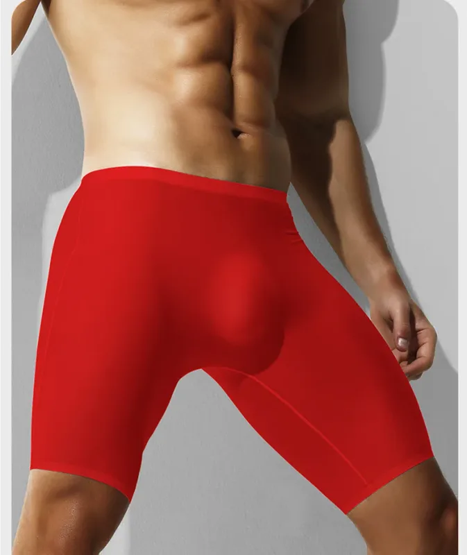 Mens Underwear Boxers Shorts Hombre Seamless Panties Man Solid Slim Ice Silk Pouch Long Leg Underpants L-6XL Cueca Calzoncillo — image 18