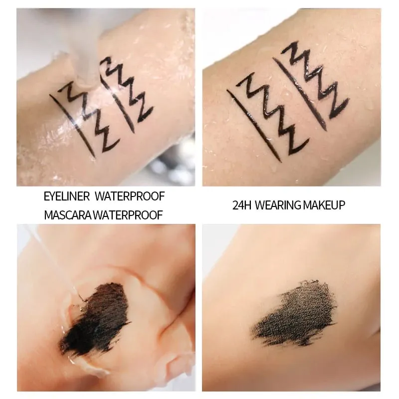 2 Chiếc 4D Mascara + Bộ Bút Kẻ Mắt Dạng Lỏng Chống Thấm Nước Chống Mồ Hôi Chống Nhòe Làm Dài Làm Dày Uốn Lâu Dài mắt Làm