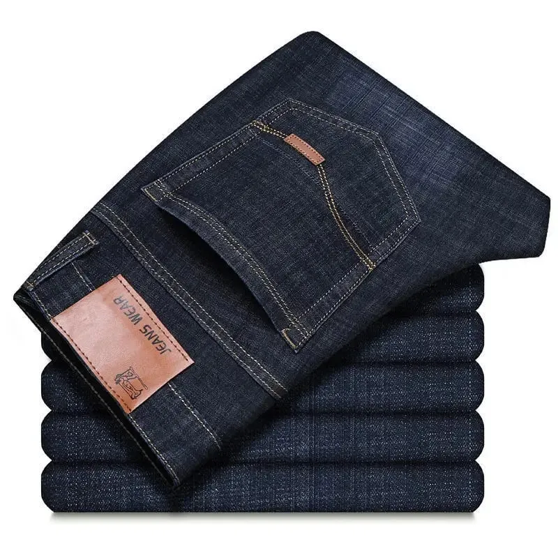 2025 Seluar Jeans Lelaki Perniagaan Baru Kasual Selesa Straight Stretch Fesyen Klasik Premium Biru Hitam Seluar Denim Seluar Besar — image 9