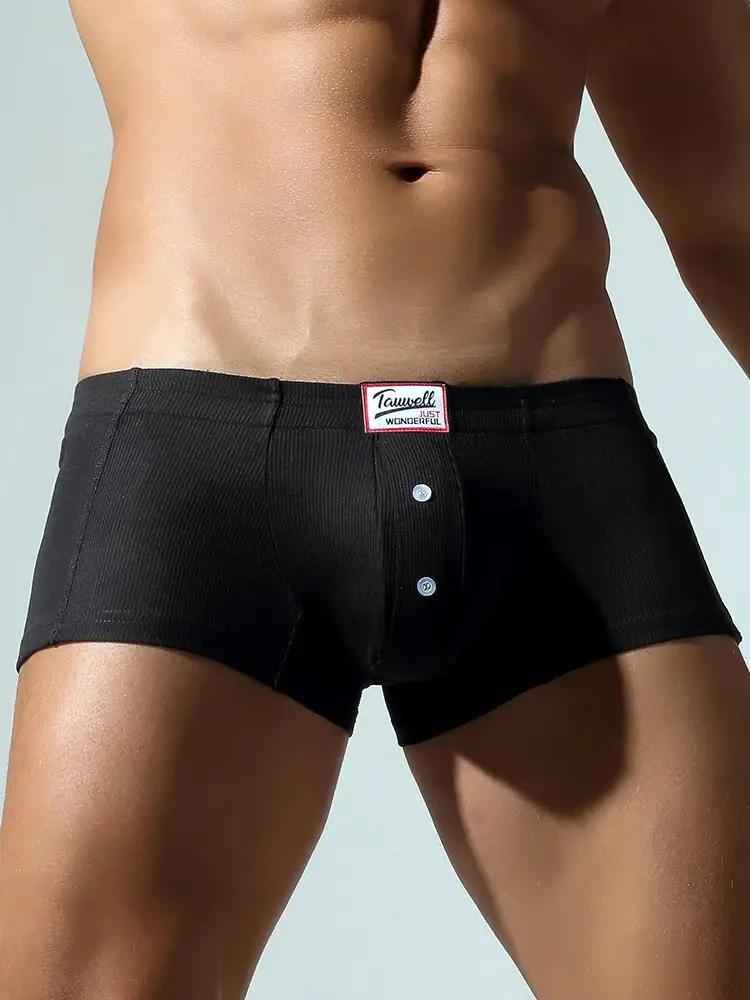 Men's Flat Underwear, Made of Synthetic Cotton, High Elasticity, Raised, Button Decoration, Comfortable Slim Fit Solid Color — image 17