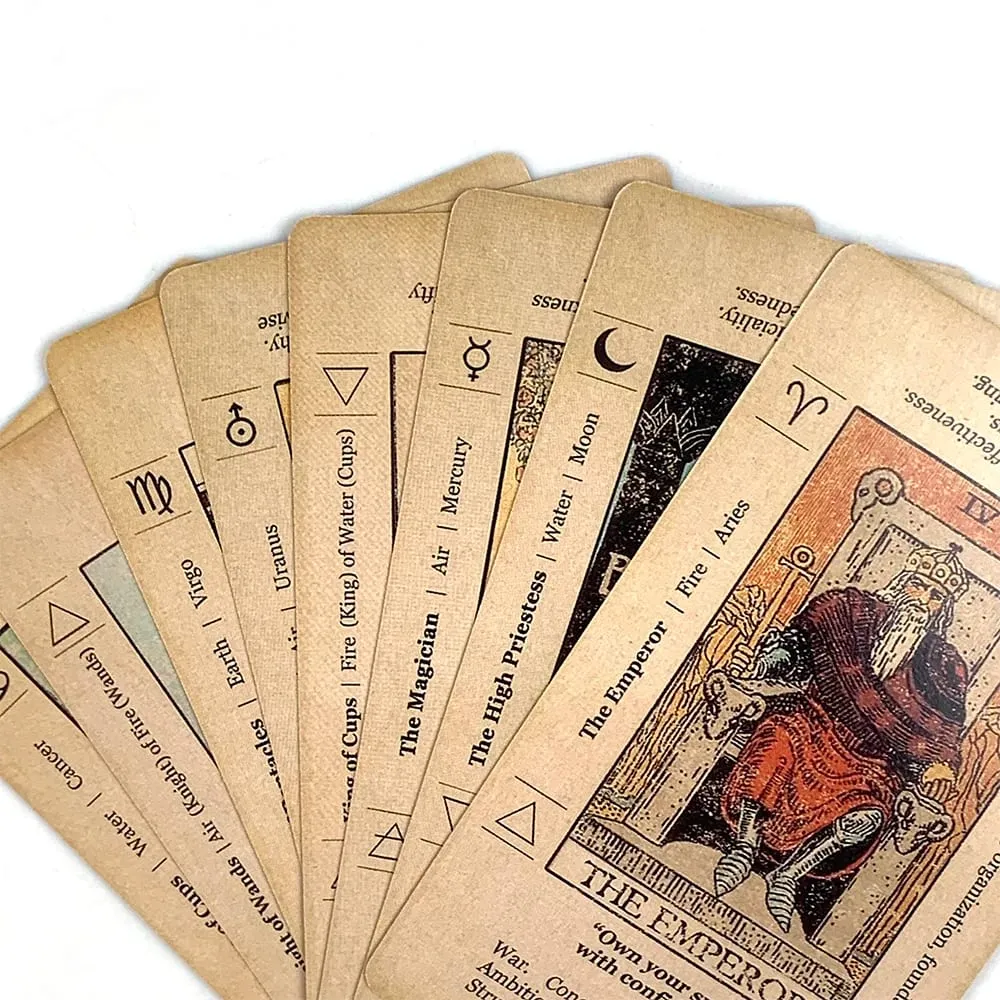 Kad Tarot yang terlaris A 78pcs Kad Permainan Papan Ramalan Ramalan Kata Kunci Dek Antik Permainan Percutian Hadiah Krismas — image 5