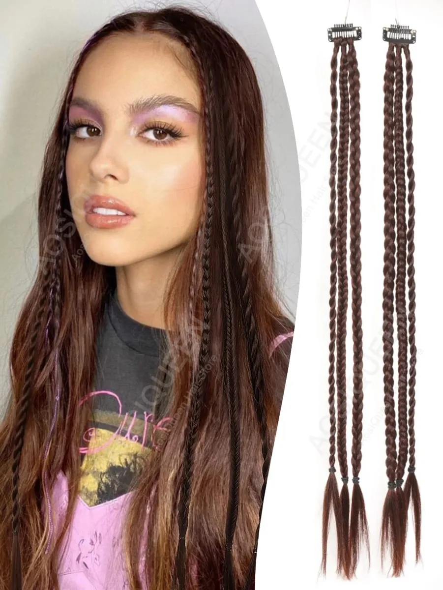 Peruca sintética de trança com clipe BB forte, caixa leve, trança de rabo de cavalo, peça de cabelo para mulheres, 1/2 unidades