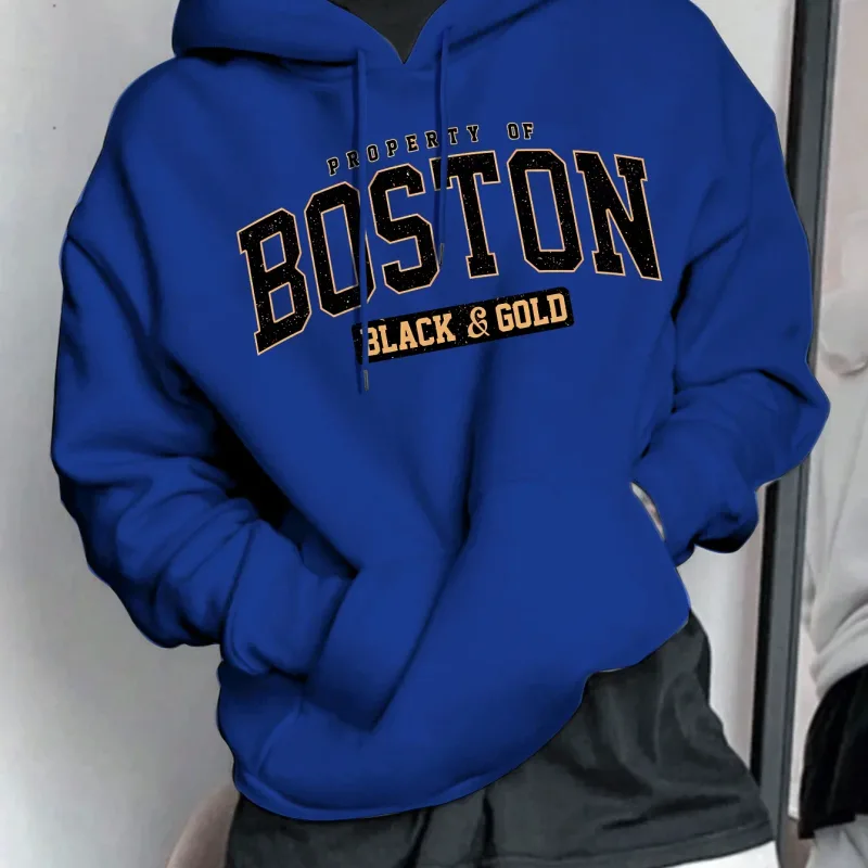 Baju peluh bertudung lelaki - Kemeja pullover longgar retro Amerika kasual — image 9