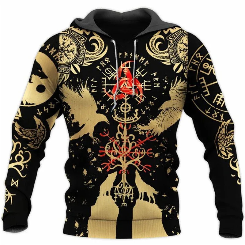 Mens Hoodies Vikings eagle Tattoo Fashion Animal pattern 3D Printed Style Casual Harajuku Hip Hop Pullover Oversized Sudaderas — image 10