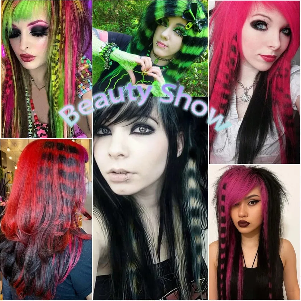 18 '7 ชิ้น Rainbow ยาวตรง Zebra พิมพ์สังเคราะห์ Feather คลิปในส่วนขยายของผมสำหรับผู้หญิงเหมาะสำหรับวันฮาโลวีนคริสต์มาส — image 7