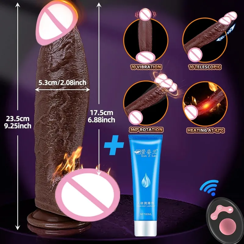 Realistico vibratore vibratore telescopico riscaldamento pene telecomando cazzo spinta grosso cazzo masturbazione per donne giocattoli sessuali per adulti — image 11