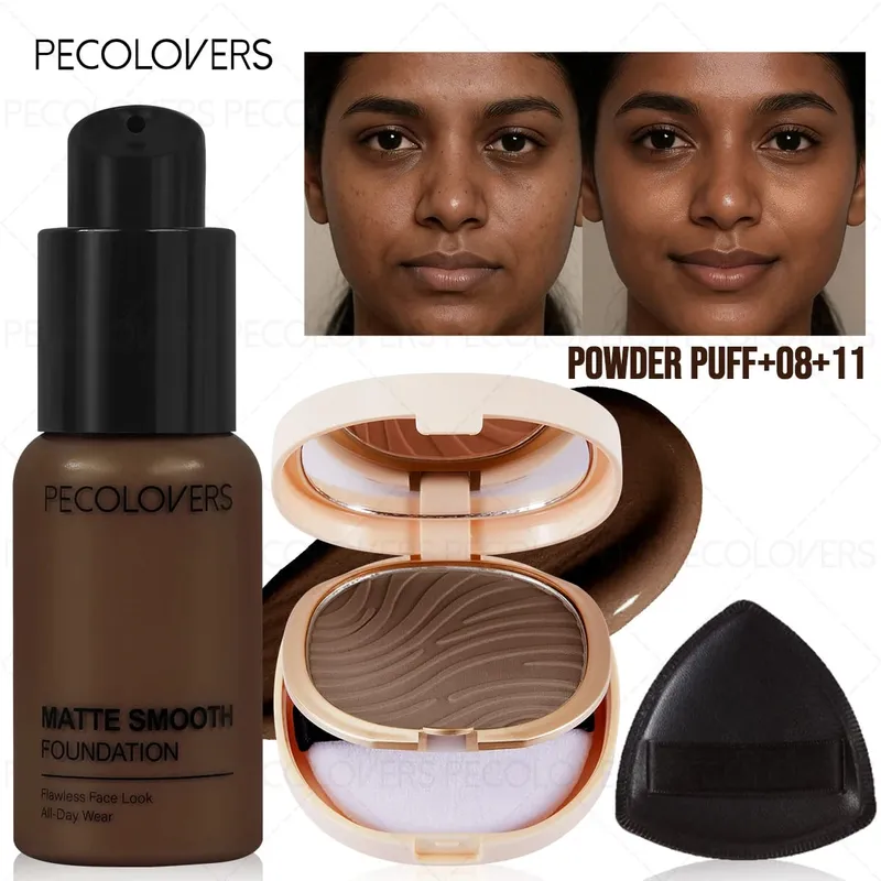3pcs/Set Foundation Loose Powder Triangle Makeup Kit Full Coverage Liquid Foundation Waterproof Long-Lasting Base Makeup — image 13