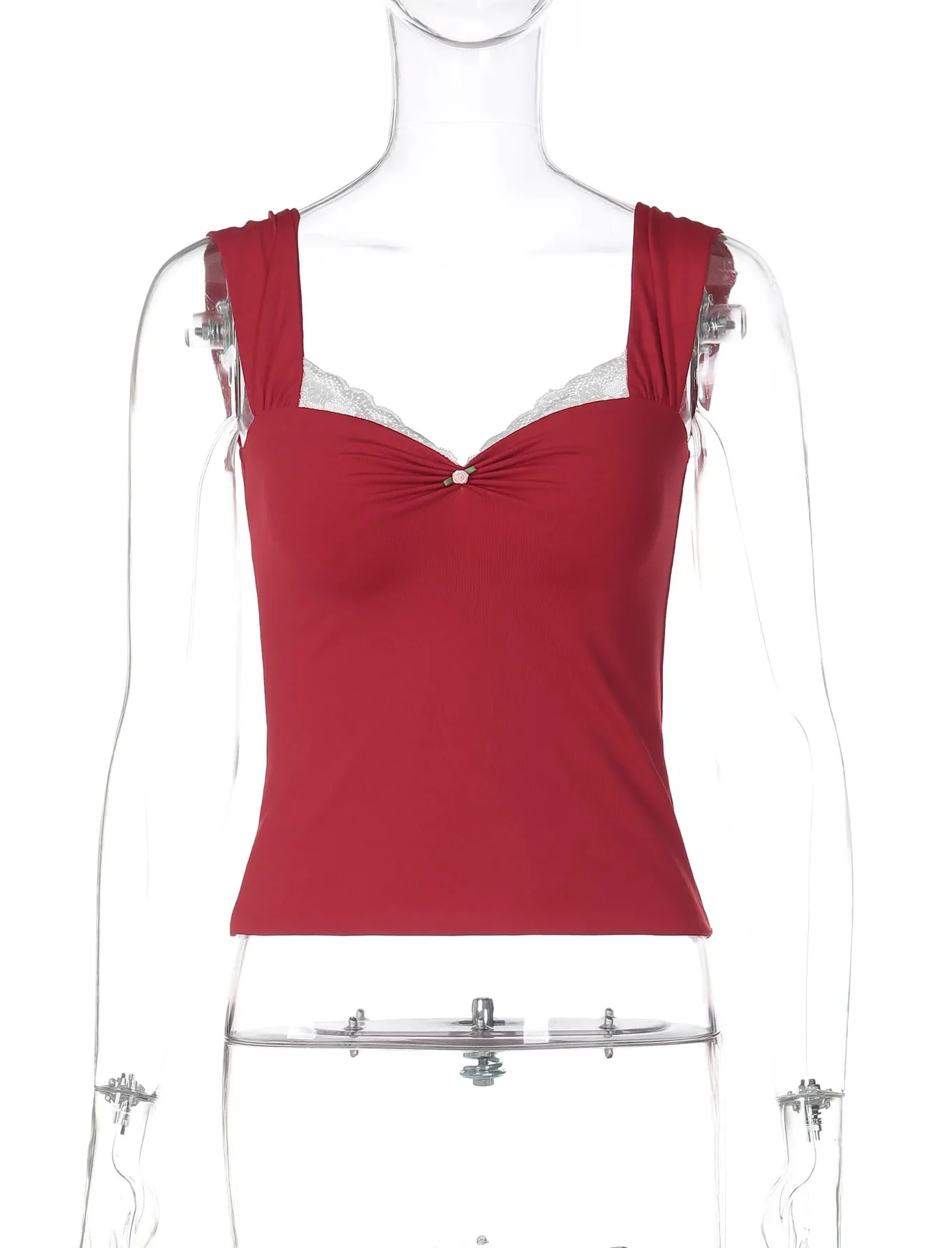 Dulzura – Camisole dos nu en dentelle à volants pour femme, tenue d'été, coupe cintrée, décontractée, polyvalente, Style de rue, Y2K, dernière mode, été — image 6