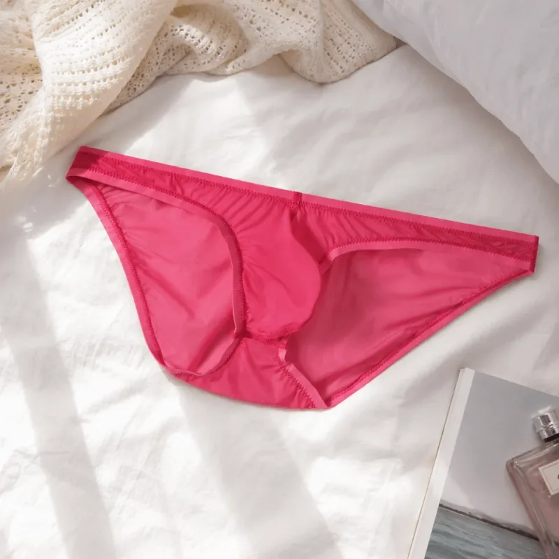 Slip respirant taille basse en soie glacée, Lingerie transparente, slip de Bikini en maille Ultra-fine, culotte Triangle pour hommes, été — image 9
