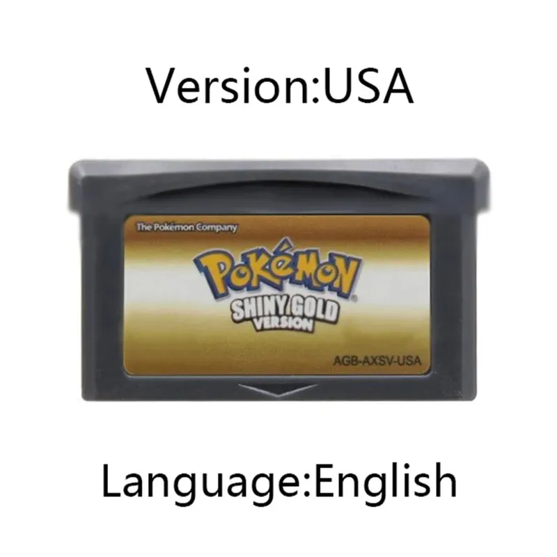 GBA Pokemon Game Cartridge 32-Bit Video Game Console Card AshGray Liquid Crystal Light Platinum Moemon Emerald English Language — image 13