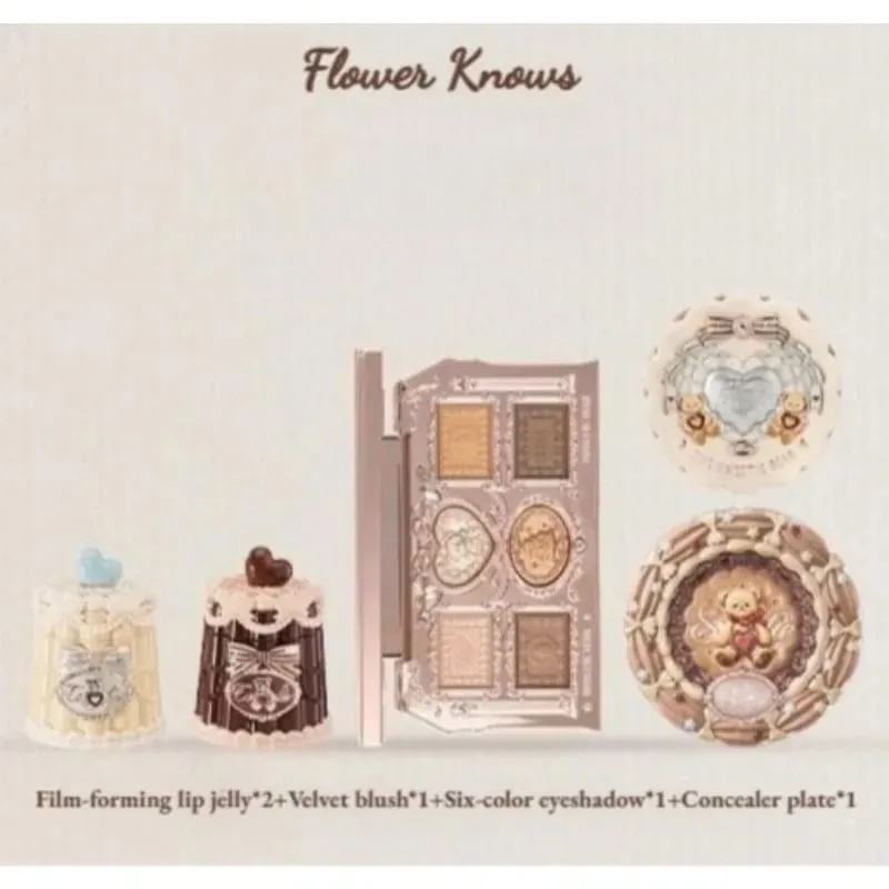 Flower Knowledge Sweetheart Bear Cookies Makeup Lip Glaze Blush คอนซีลเลอร์อายแชโดว์ชุด 5 ชิ้น — image 2