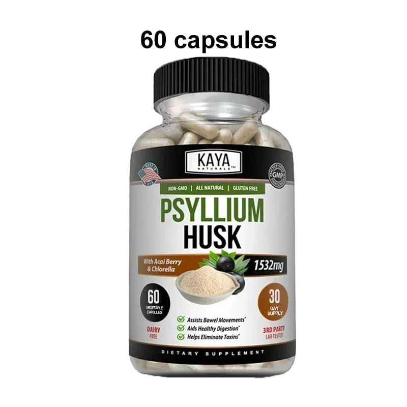 Capsules de cosse de psyllium - 1532 mg - Enrichies en racine de gingembre et en aloe vera pour favoriser la santé digestive et la détoxification de l'intestin — image 8