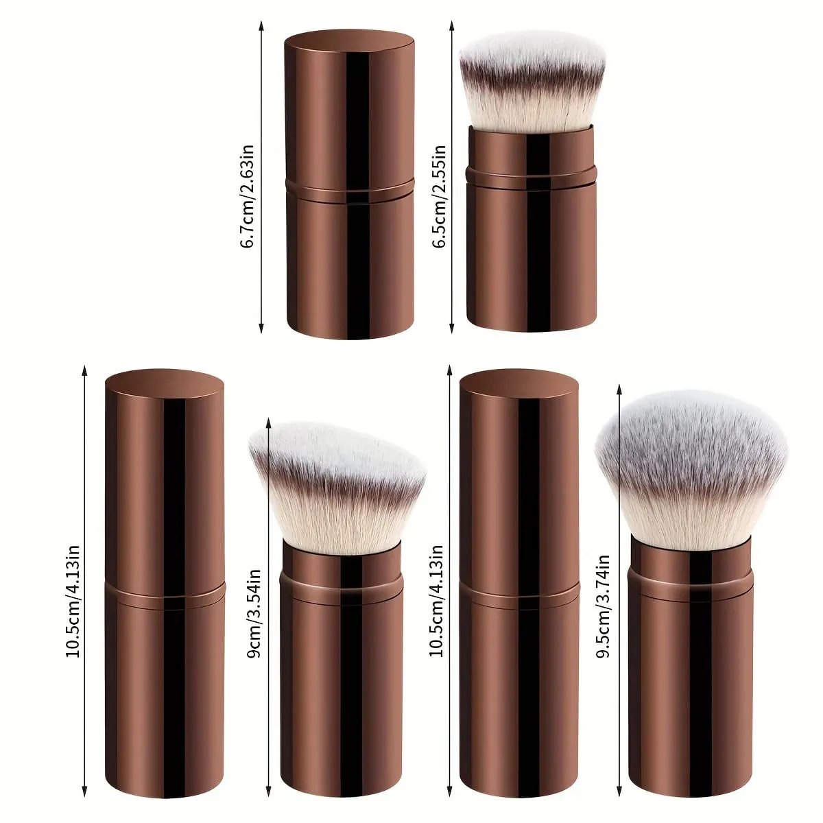 3 stücke Professionelle Erweiterbar Gesicht Make-Up Pinsel Blush Powder Foundation Pinsel Synthetische Weiche Pinsel Für Flüssige Kosmetik — image 2