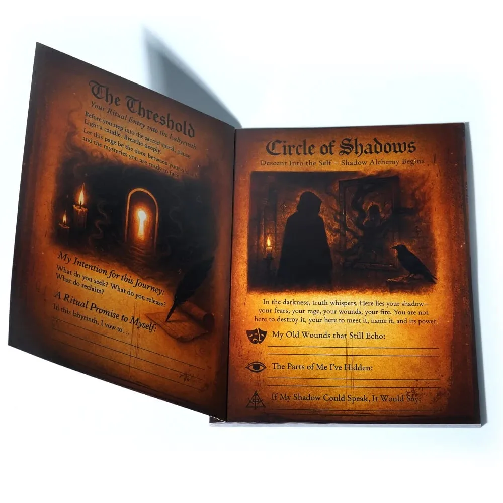 The Sacred Labyrinth a Witch's Self-Discovery Codex Εξερευνήστε 74 σελίδες του Mystieal Self-Diseovery Shadow Work Grimoire Growth Work — image 2