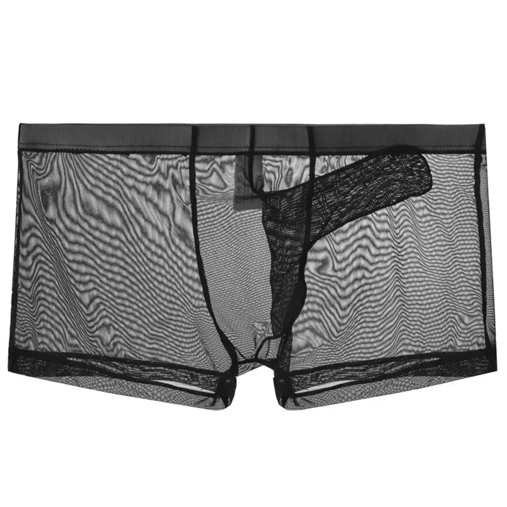 Sexy Men Mesh Transparent Lightweight Underwear See Through Breathable Boxer Briefs Panties Bullet Separation Male Boxer Panties