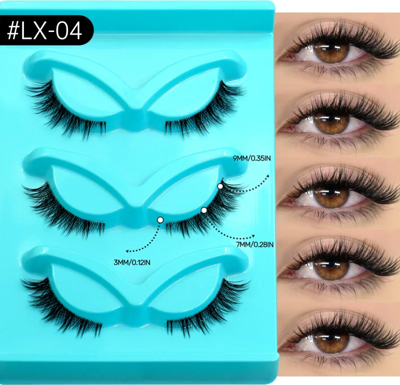 3 paires de cils Manga cils naturels œil de chat bande transparente faux cils aspect naturel faux cils bandes maquillage — image 10