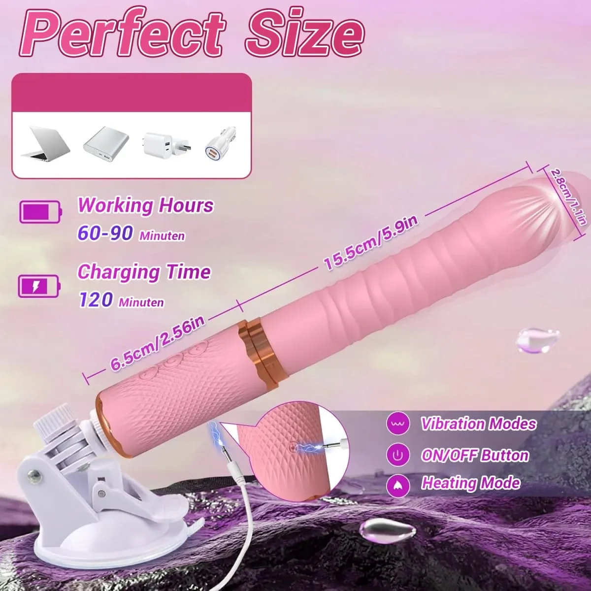 มอเตอร์คู่ที่สมจริง Thrusting Dildo Vibrator พร้อมความร้อน 10 โหมดของเล่น Vibrator Clitoral Stimulator สำหรับ Anal กระตุ้น — image 6