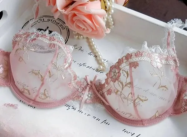 ภาษาฝรั่งเศสคำลูกไม้ Bra & ชุดกางเกง Panty สำหรับ PLUS ขนาด-SHEER ตาข่าย Ultra-Thin Full-หน้าอก Anti-Sagging ชุดชั้นในการออกแบบเซ็กซี่ — image 9