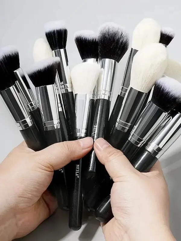 Black Professional Makeup Brush Set Natural Goat Hair Foundation Contour Eyeshadow Beauty Tools for Perfect Application — image 5