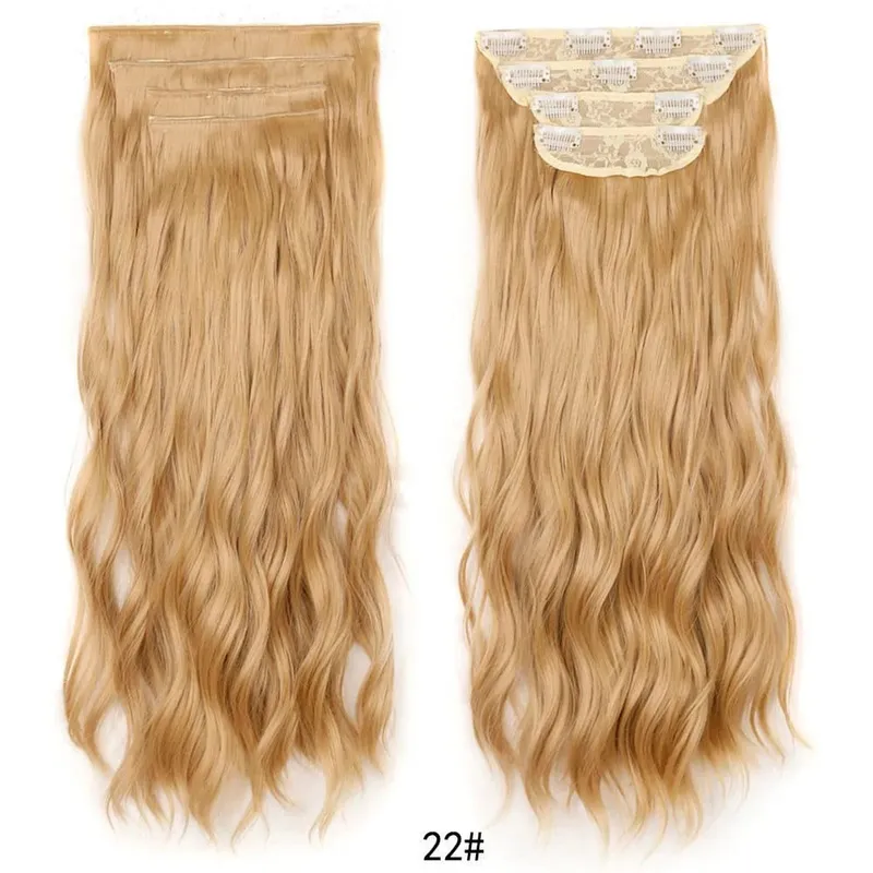 Jeedou pince dans les Extensions de cheveux 4 pièce/ensemble synthétique longs ondulés cheveux épais rebondissant bouclés pleine tête postiche aspect naturel — image 18