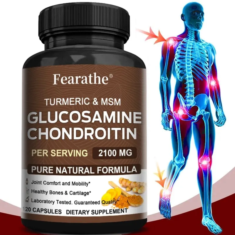 Glucosamin Chondroitin MSM Kapsler 2100mg Støtte ledmobilitet Brusk Fleksibilitet Sundhed Ryg- og knækomfort — image 1