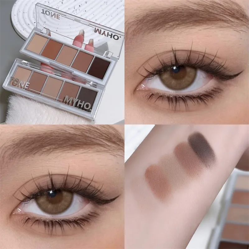 อายแชโดว์ 5 สี Matte NATURAL สีน้ำตาลแบบพกพา Bronzers เครื่องสำอางค์ Contouring SHADOW Earth Color Eye Shadow แต่งหน้า Palette — image 10