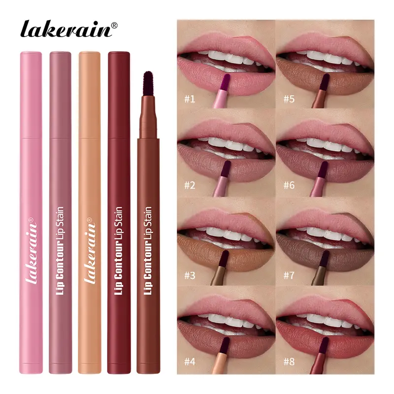Lakerain Lip Contour Lip Stain ปากกา Smudge-proof Non-Stick CUP Moisturizing Lip แต่งหน้าเครื่องสำอางค์ 2-in- 1 Lip Stain & Liner — image 2