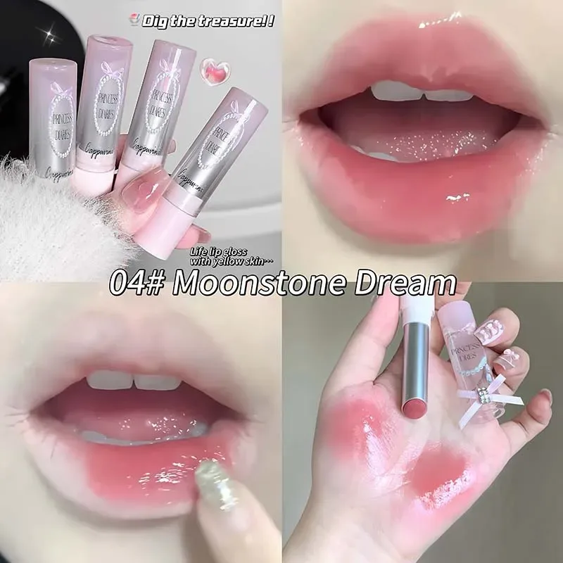 Pink Crystal Mirror Glass Solid Lip Gloss Round Tube Water Light Lipstick Clear Jelly Lip Glaze Nude Brown Moisturizing Lip Tint — image 10